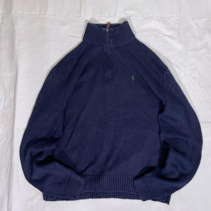 【L】ポロ ラルフローレン ハーフジップ ジップアップ ニット ブルゾン 古着 【L】ポロ ラルフローレン ハーフジップ ジップアップ ニット ブルゾン 古着