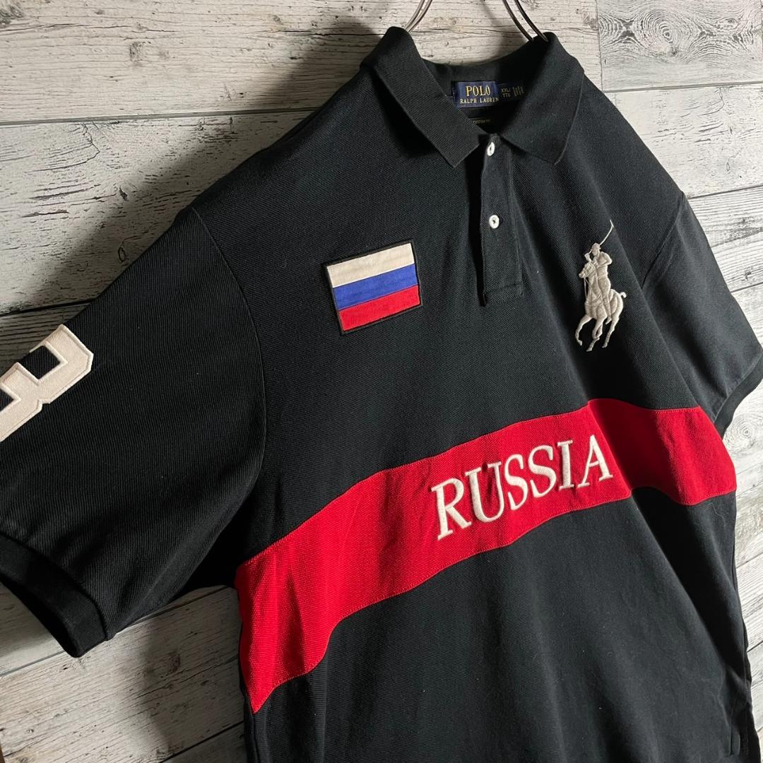 美品 POLO ポロ ラルフローレン ポロシャツ ビッグポニー 刺繍 黒 3XL POLO RALPH LAUREN - 【3XLサイズ】ポロバイラルフローレン