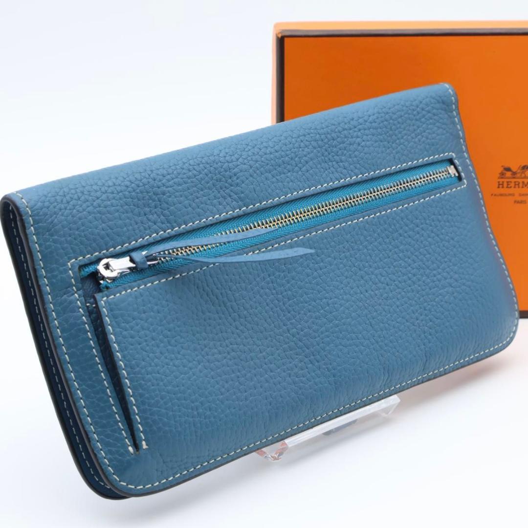 【極美品】HERMES ドゴンロング ブルージーン 長財布 シルバー金具 【極美品】HERMES ドゴンロング ブルージーン 長財布 シルバー金具