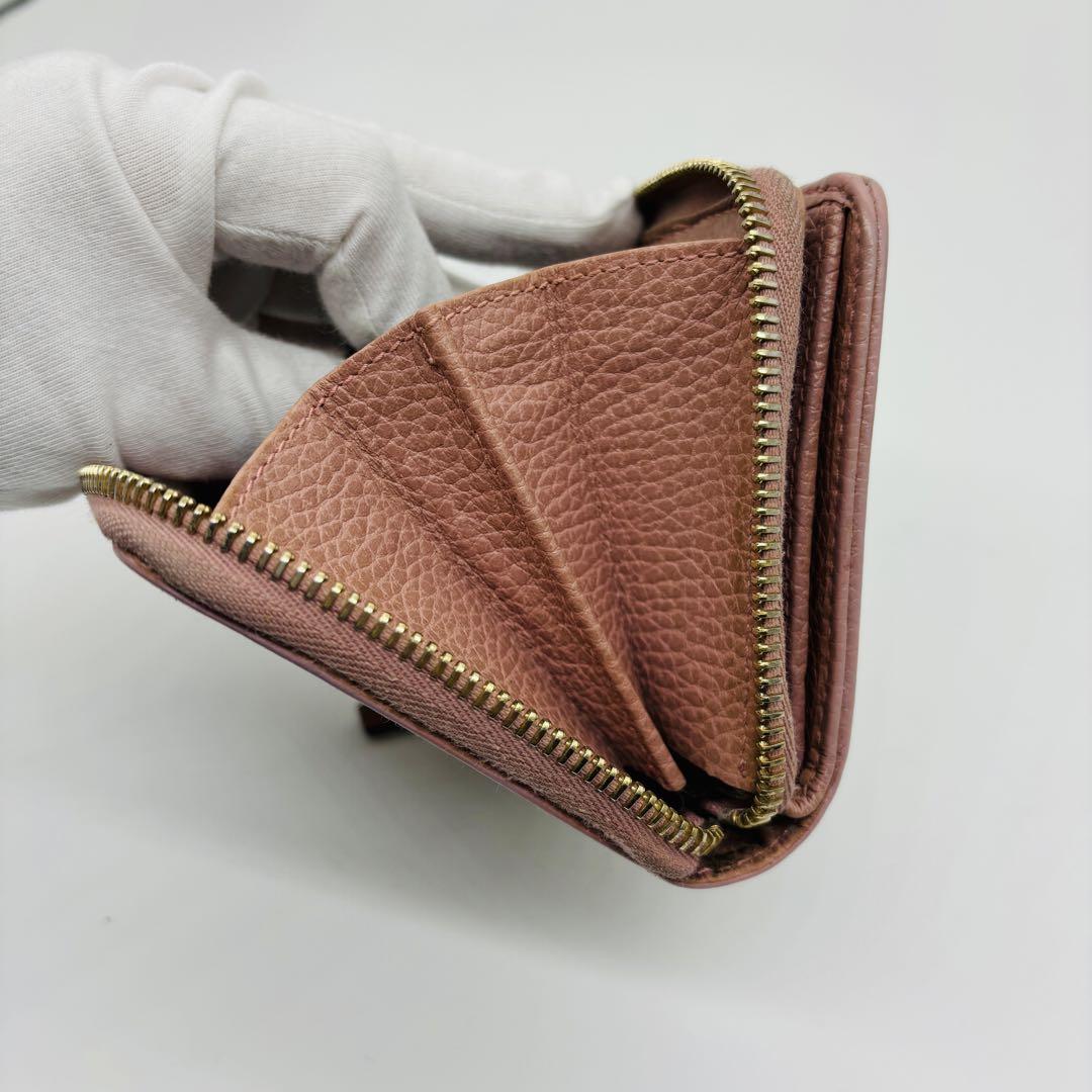 【美品】グッチ 二つ折り財布　GGキャンバス コンパクトウォレット ピンク
