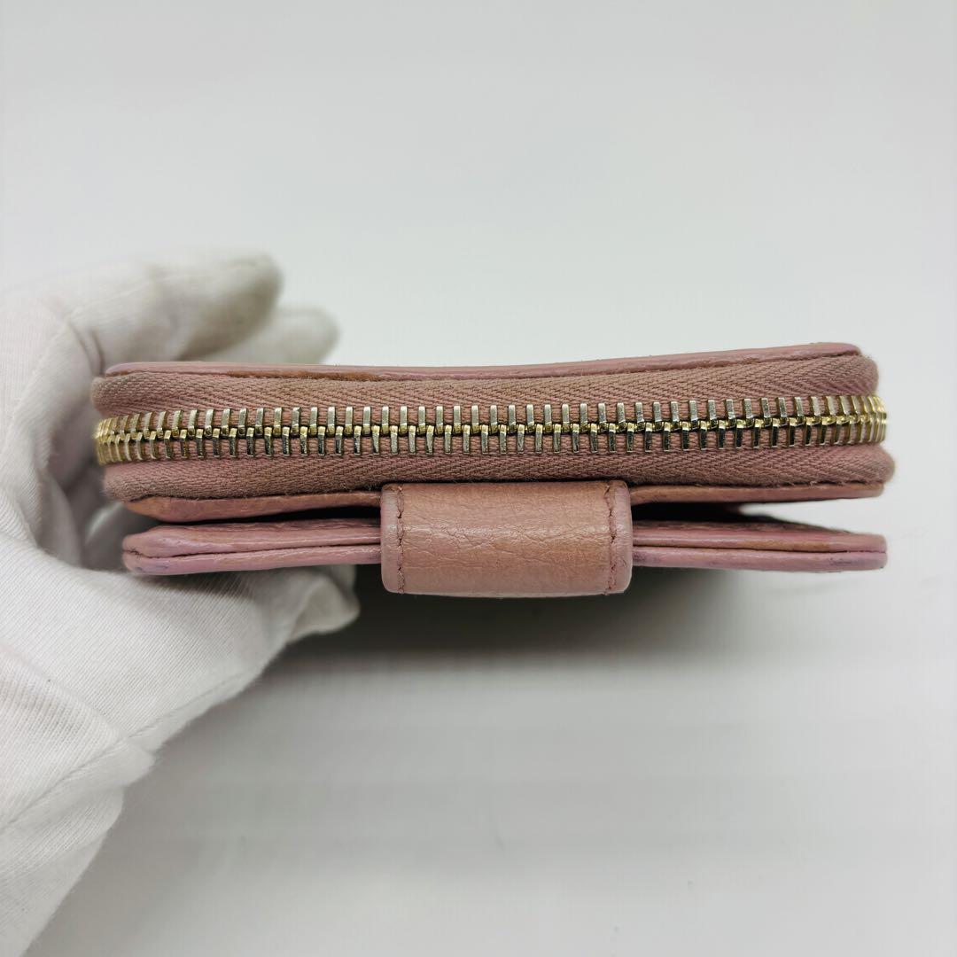 【美品】グッチ 二つ折り財布　GGキャンバス コンパクトウォレット ピンク