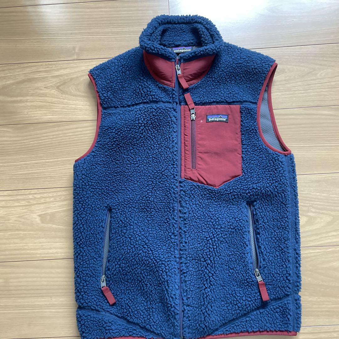 Patagonia フリースベスト ネイビー/レッド