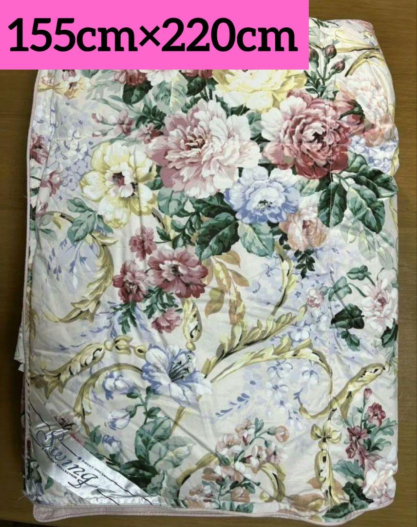 ダウンケット　セミダブルサイズ　155×220cm 掛け羽毛布団 ピンク花柄