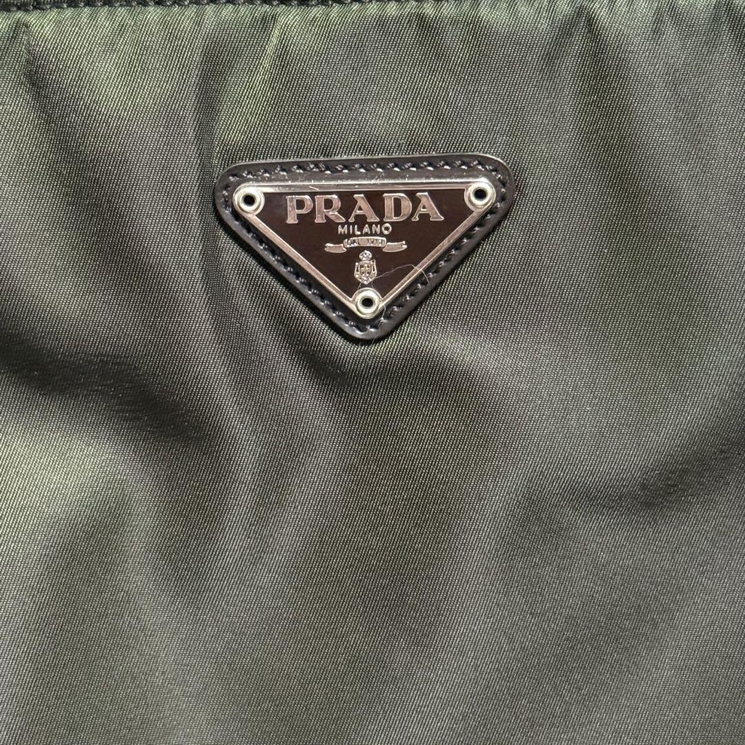 ★PRADA★プラダ★トートバッグ★三角ロゴ★カーキ★ダークブラウン★