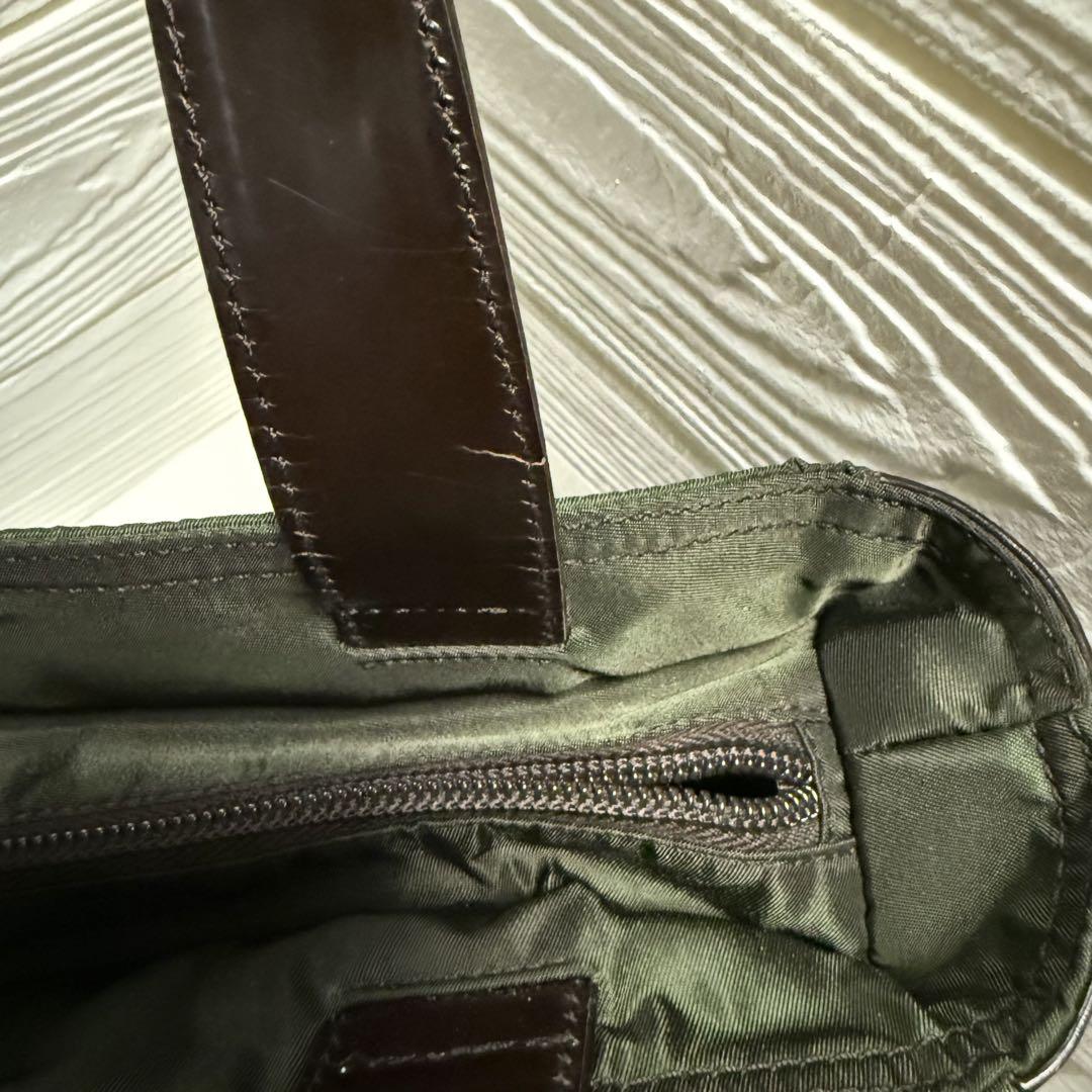 ★PRADA★プラダ★トートバッグ★三角ロゴ★カーキ★ダークブラウン★