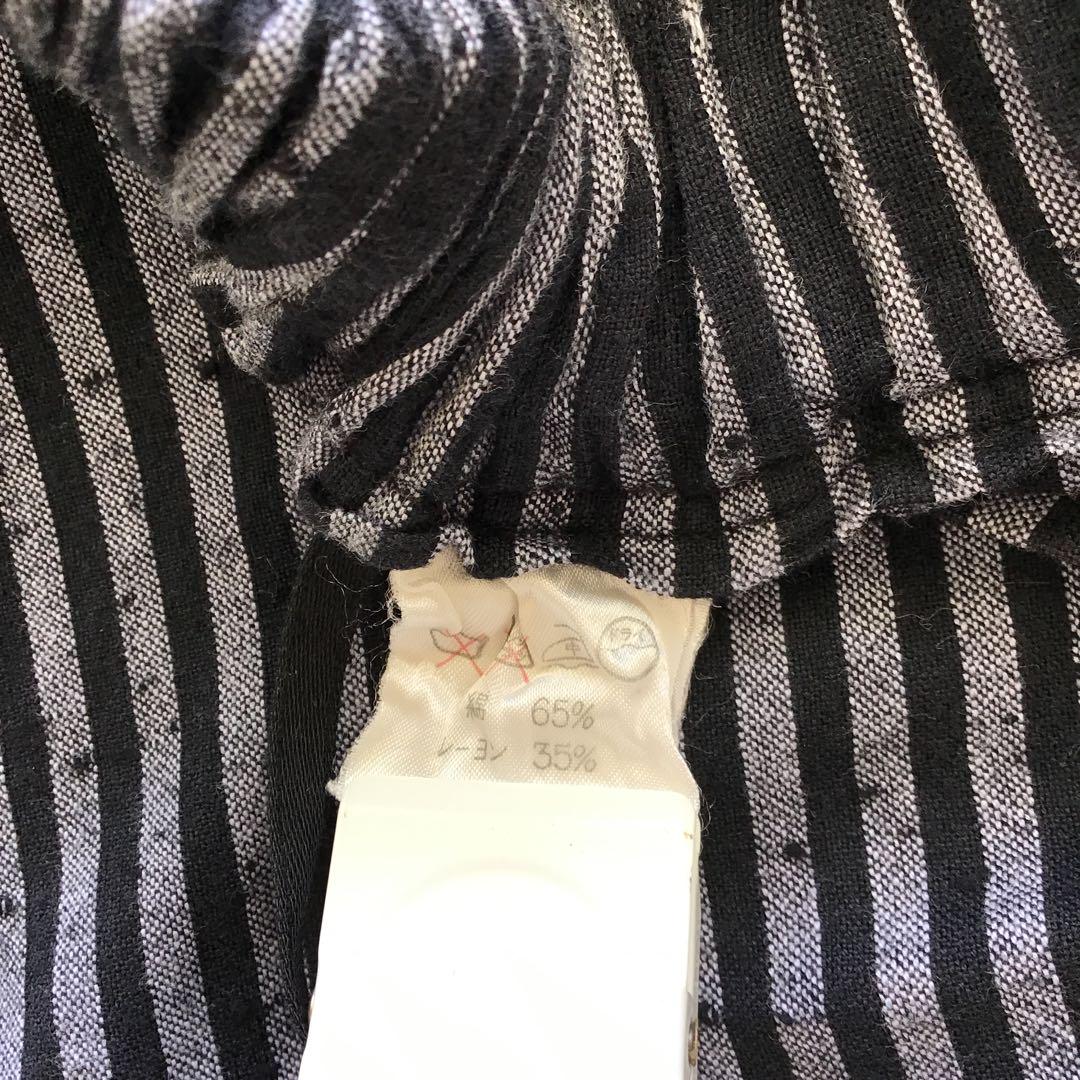 Issey Miyake 黒と青のストライプ ワイドパンツ