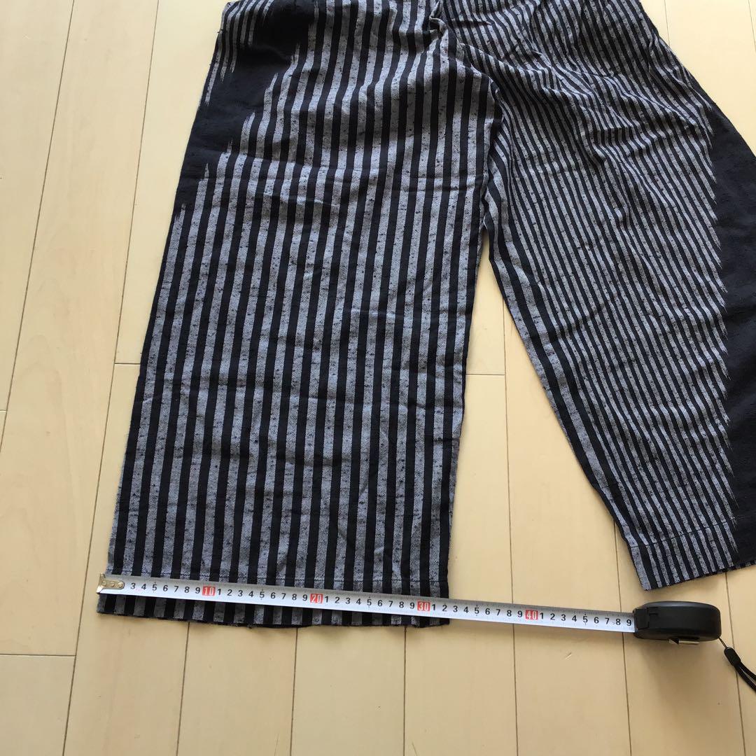 Issey Miyake 黒と青のストライプ ワイドパンツ