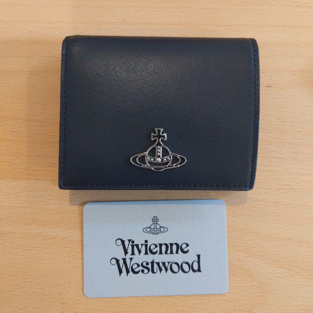 公式サイト購入Vivienne Westwood 二つ折り財布 黒 レザー本物
