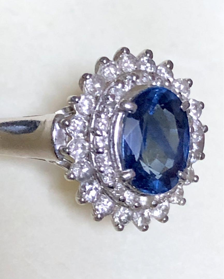 豪華　天然サファイア　S1.33ct  　D0.60ct　Pt900 １２号