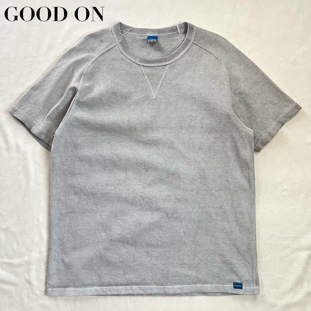 GOOD ON グッドオン Tシャツ L ラグランスリーブ 前V グレー 厚手