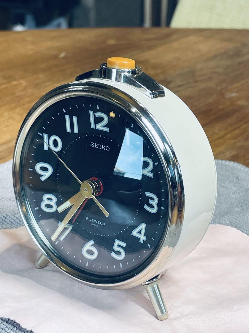 SEIKO 真鍮・ガラス目覚時計　ビンテージ Black Face 正確に稼働