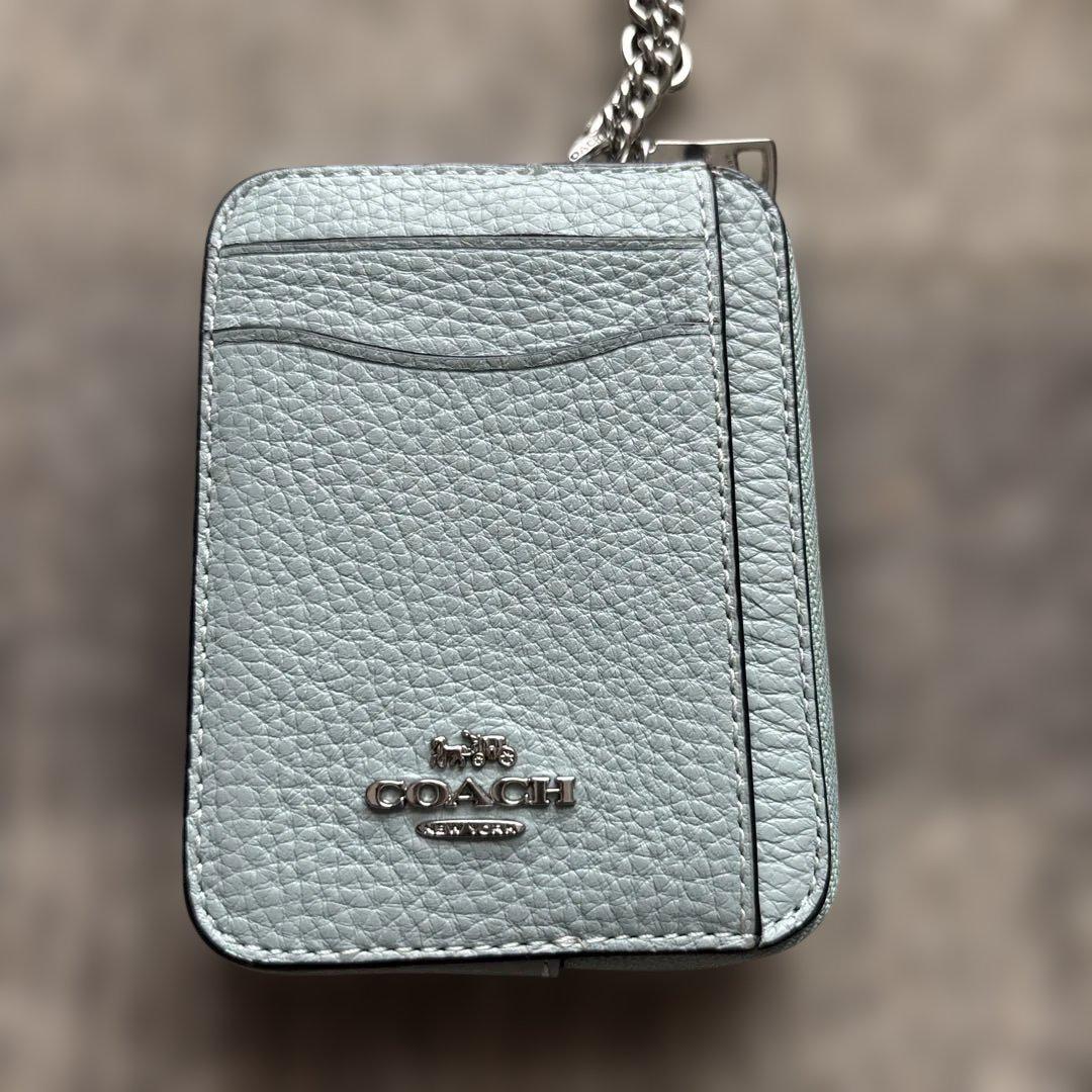 COACH ライトグリーンカードケース