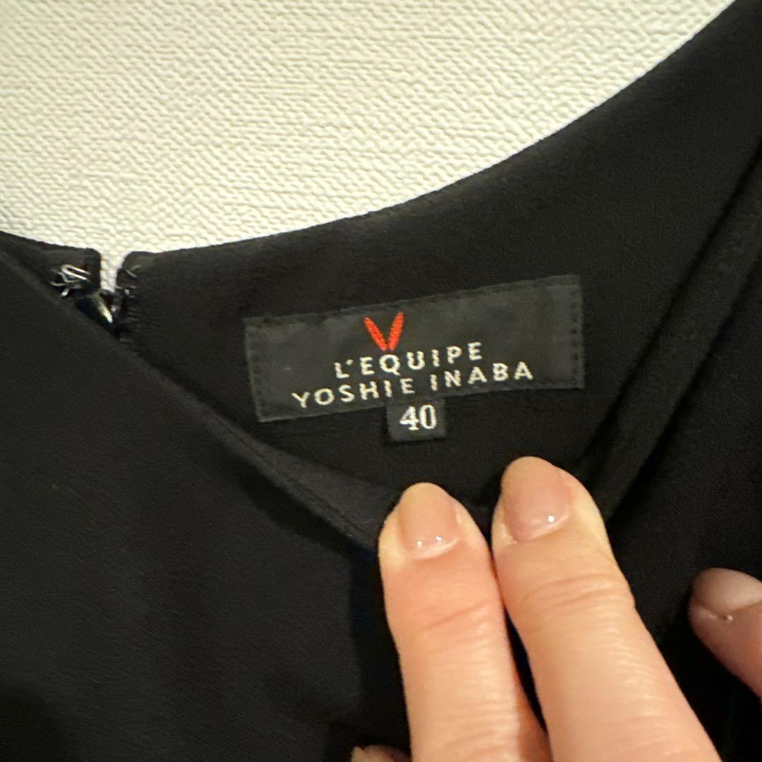L'EQUIPE YOSHIE INABA ブラックノースリーブワンピース L´EQUIPE YOSHIE INABA 黒ノースリーブワンピース 40