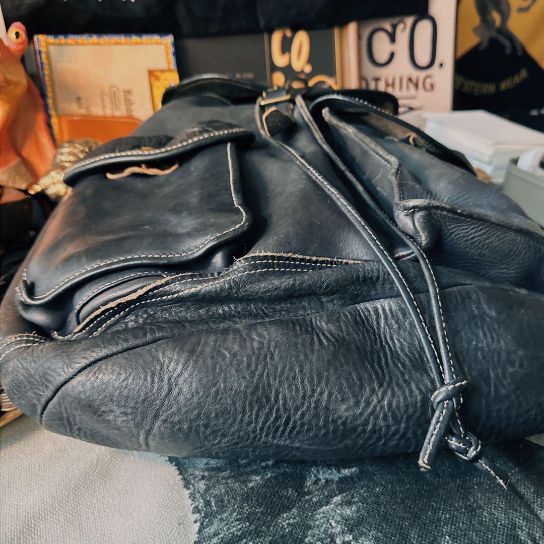 RRL 限定生産終了 インクブルーダイレザー バックパック メンズ