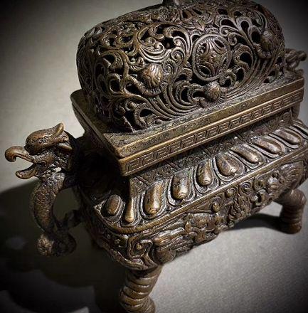 銅器 仏教 双龍戯珠 香炉古美術 コレクション品 銅製 工芸品