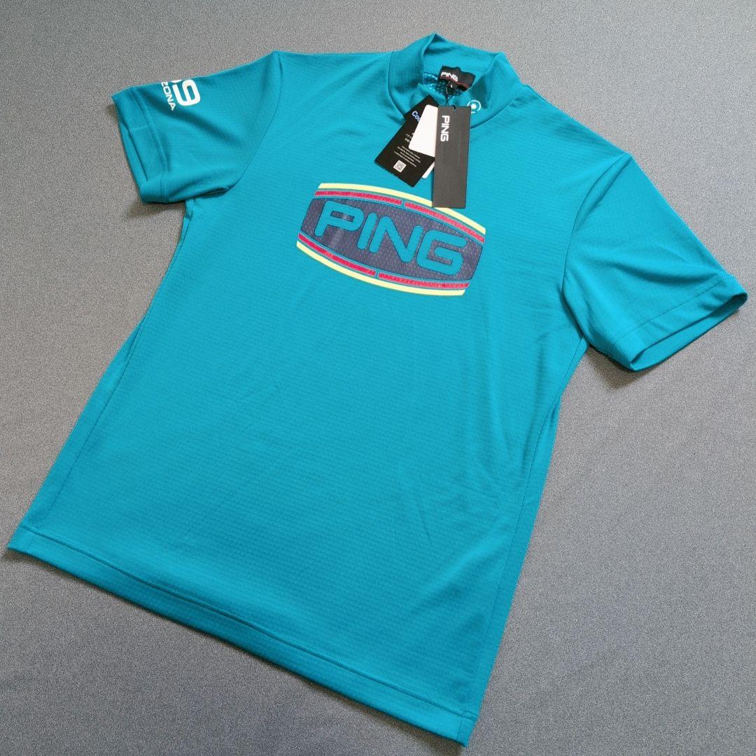 未使用・タグ付き】ピンゴルフ モックネックTシャツ半袖 スカイ