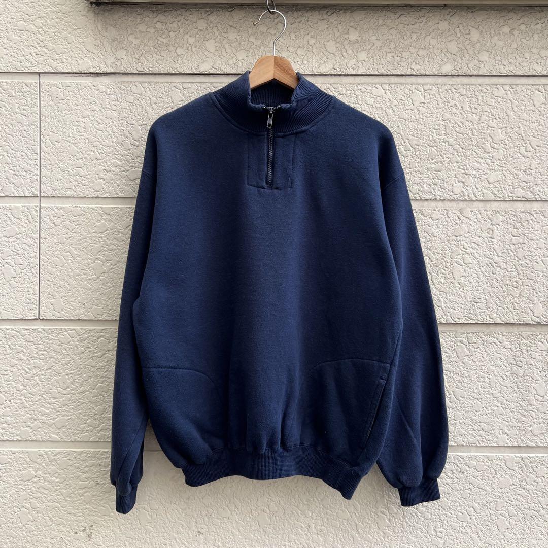USED USA古着 ネイビー ハーフジップ スウェットシャツ vintage