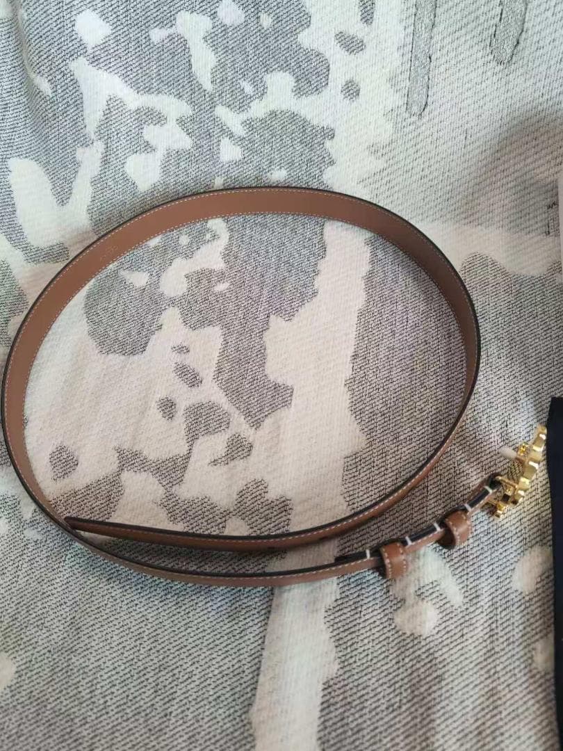 CELINE ブラウンレザーベルト ゴールドバックル