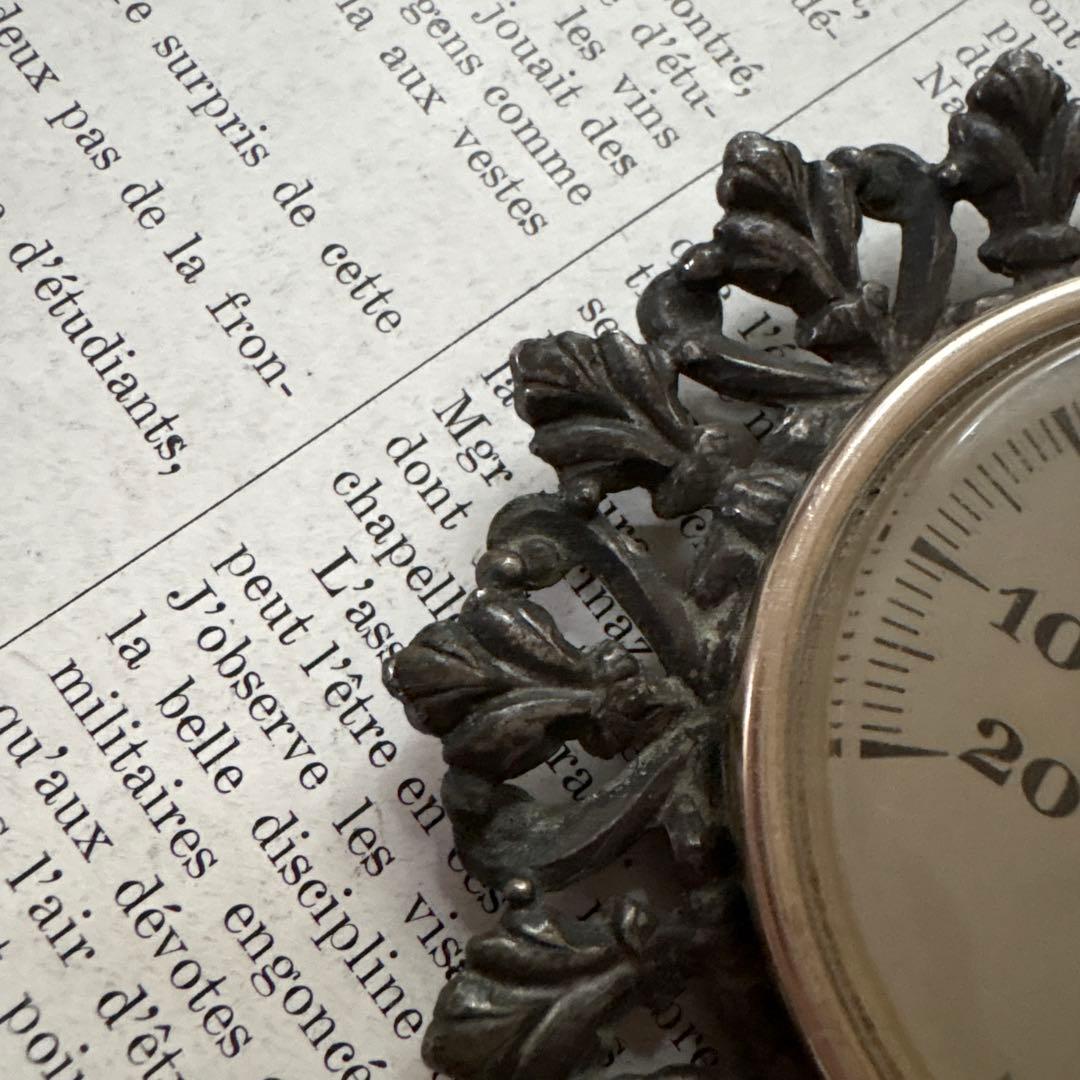 フランス　アンティーク　温度計　天使　ブロンズ