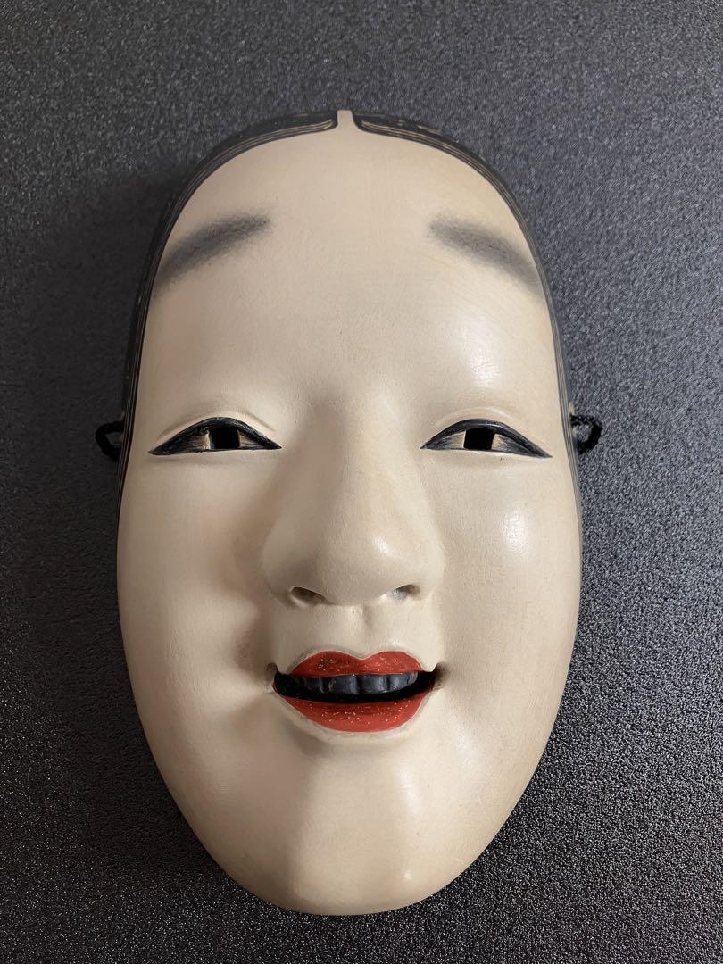 能面 木彫り 小面 童子 工芸品 猿 インテリア 骨董品 古美術