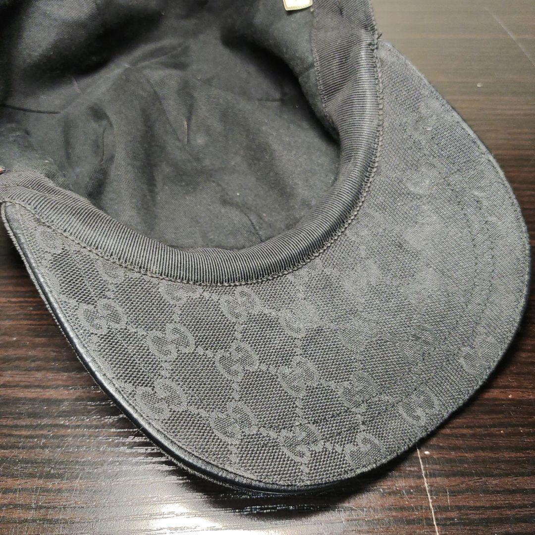 GUCCI　グッチ　キャップ　黒　GG　シェリーライン