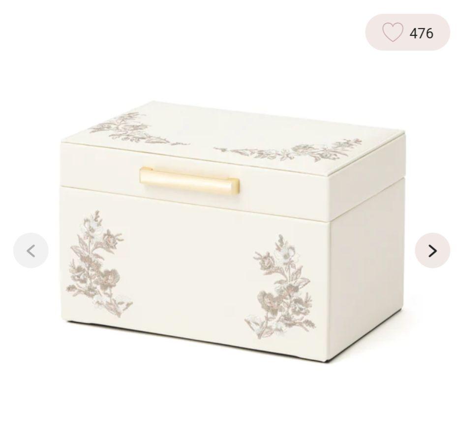 Francfranc エンブロイダリーフラワー ジュエリーボックス S ベージュ