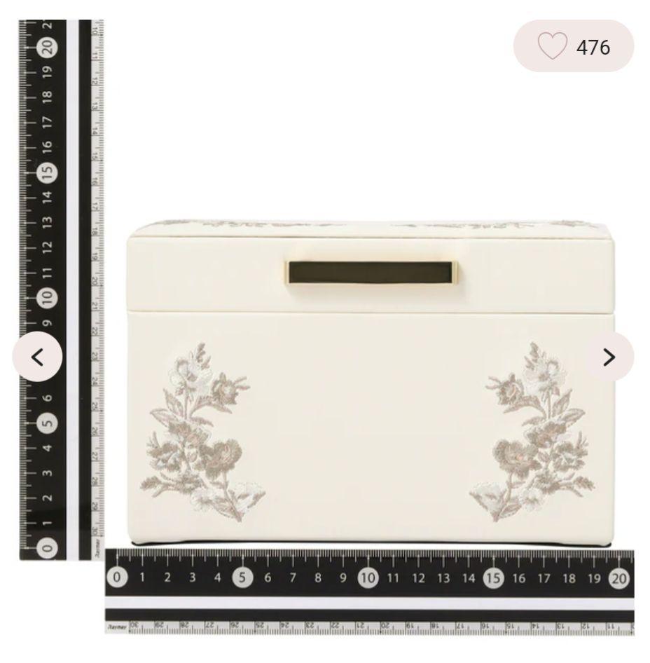 Francfranc エンブロイダリーフラワー ジュエリーボックス S ベージュ
