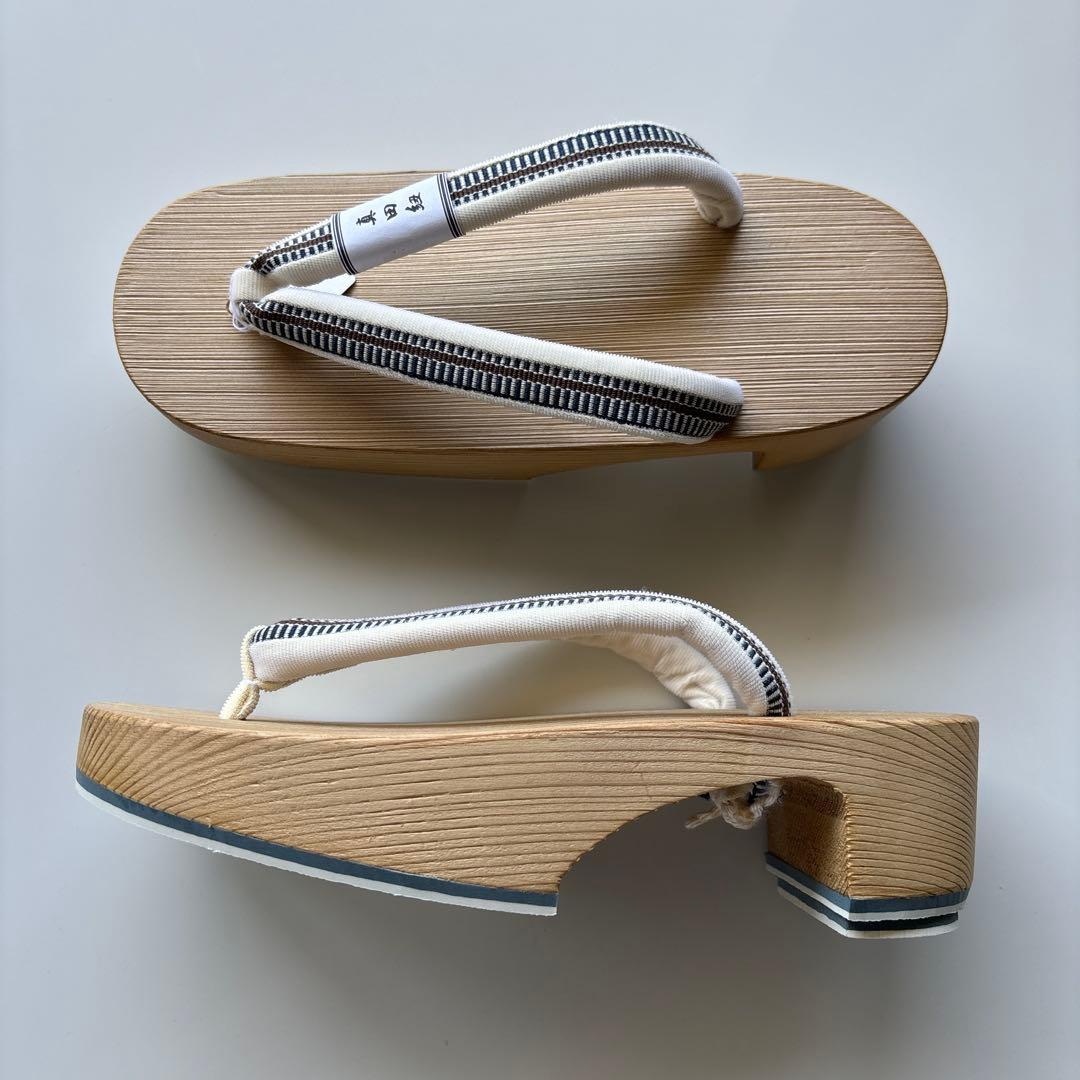 ZG316 木曽ねずこの高右近下駄　真田紐の鼻緒　正絹新品　サイズM