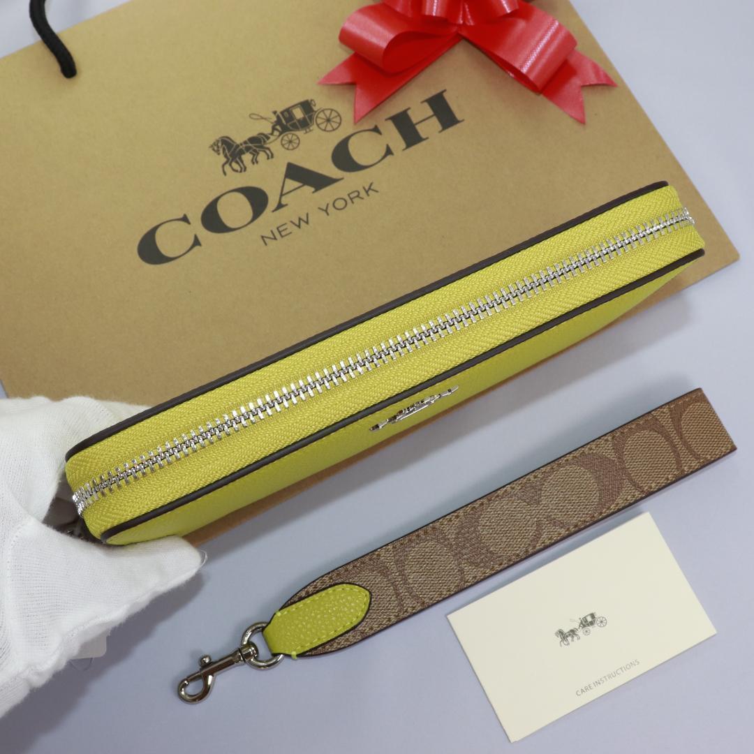 新品・未使用】COACH コーチ 長財布 シグネチャーストラップ付き