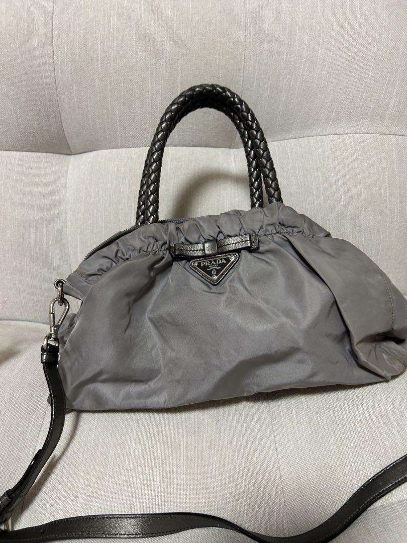 プラダ ［ PRADA ］ リボン レザー 2WAY バッグ グレー系