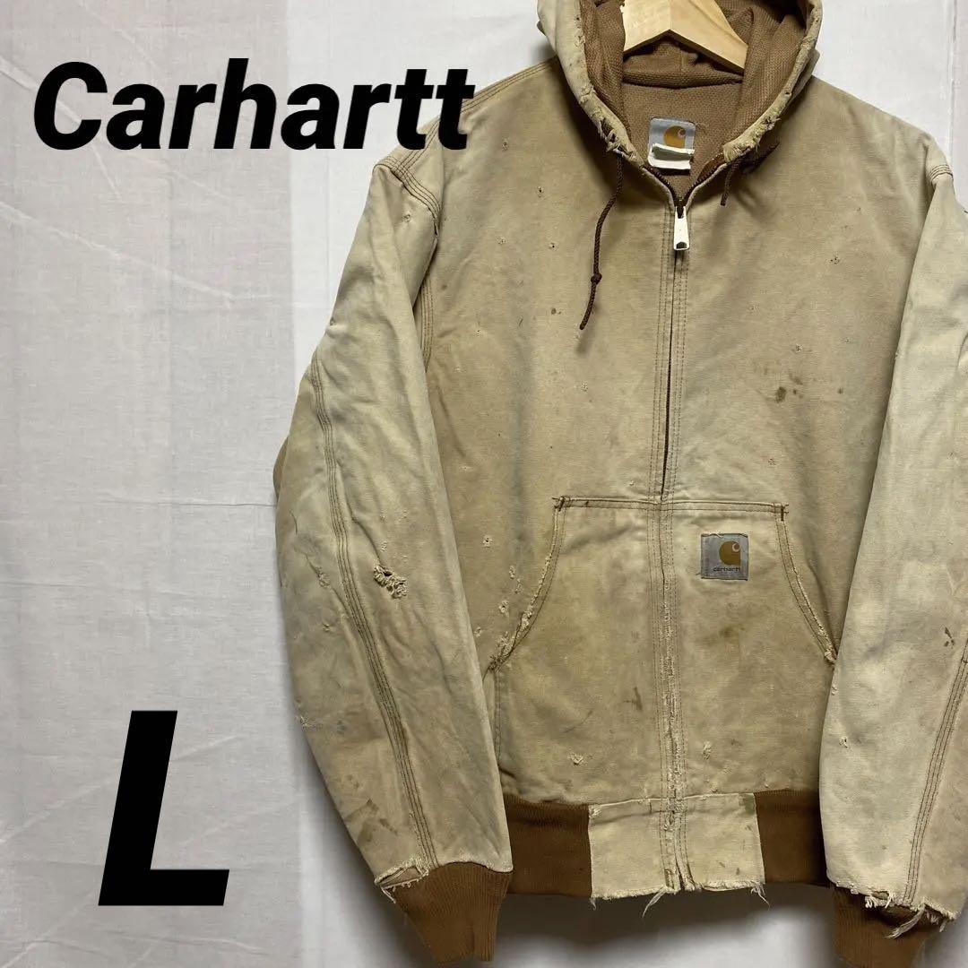 Carhartt カーハート　アクティブパーカー　ボロ　ワンポイントロゴ　古着