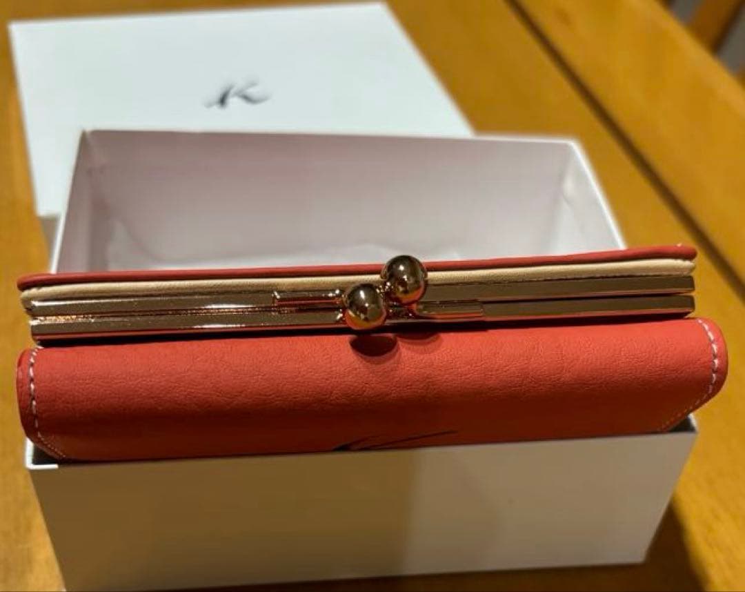 KITAMURA キタムラ 三つ折り財布 がま口 レザー オレンジ箱付新品未使用