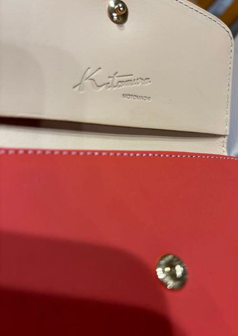 KITAMURA キタムラ 三つ折り財布 がま口 レザー オレンジ箱付新品未使用