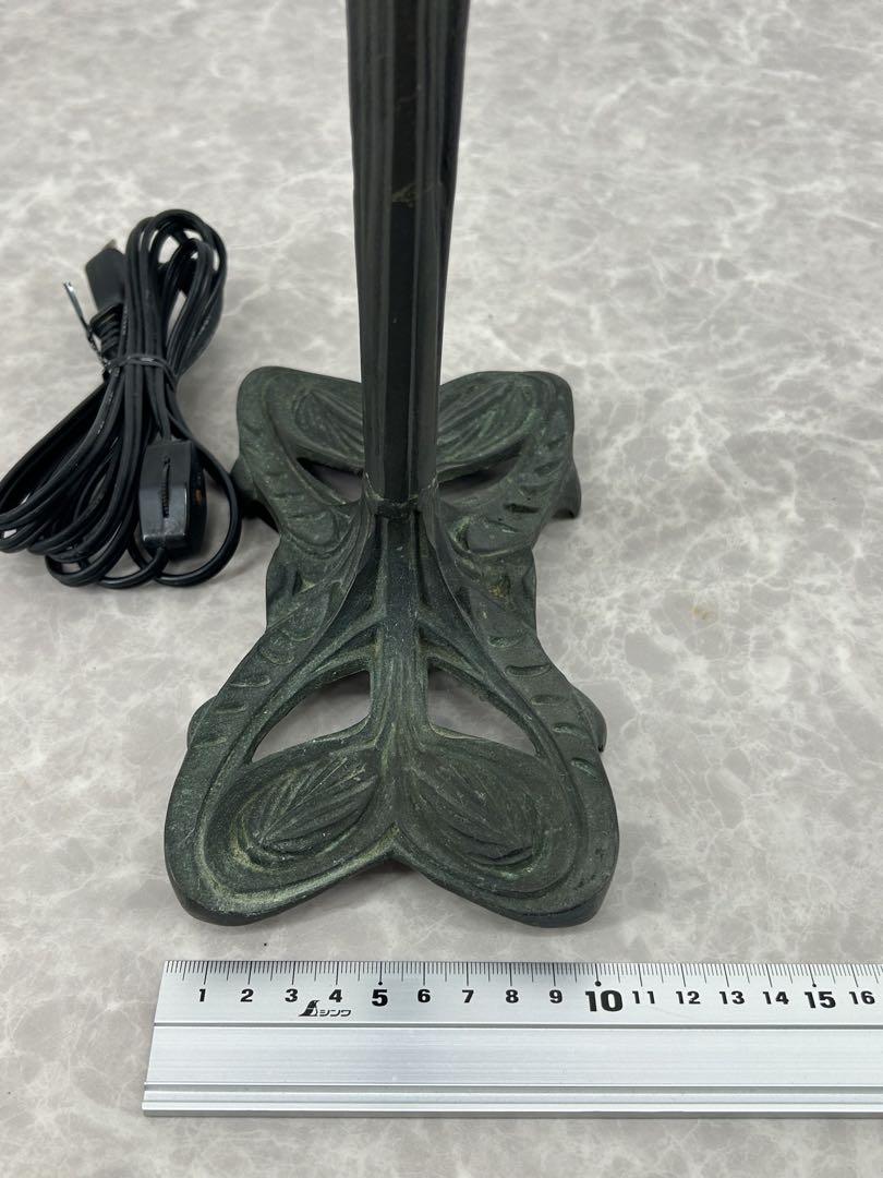 アンティーク【オレンジと青のガラスシェードランプ 高さ約45cm】