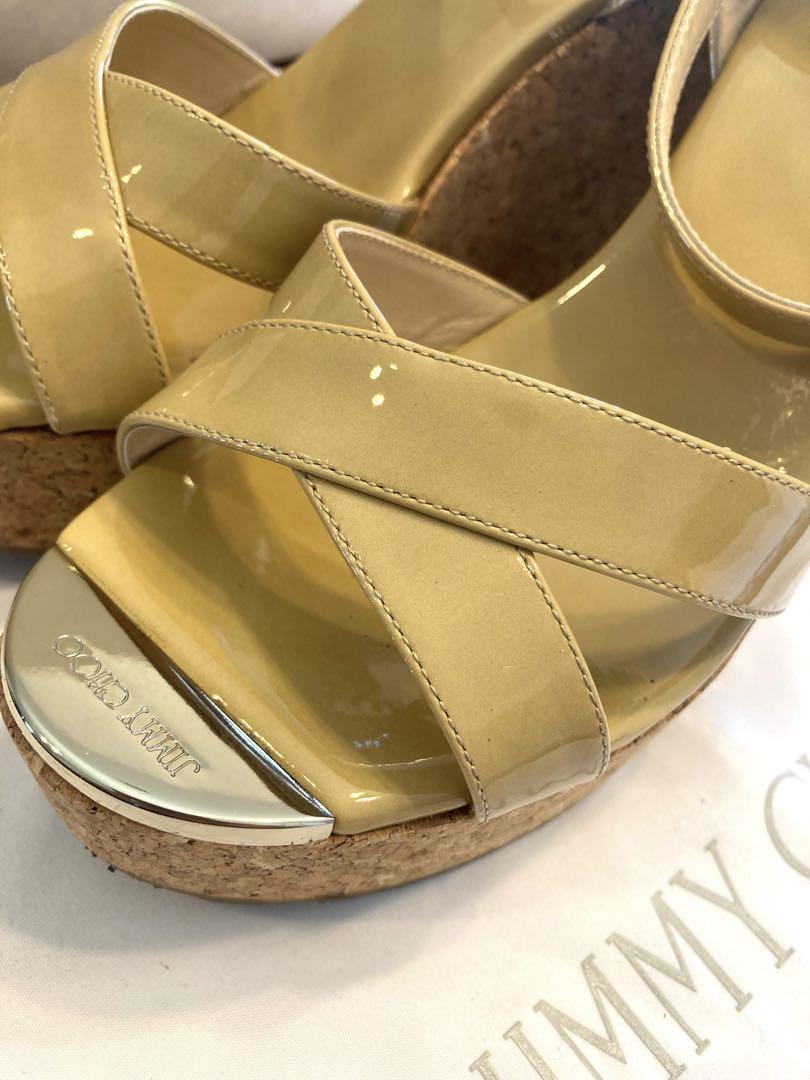 驚きの安さ JIMMYCHOO パテント サンダル 24cm_24.5 ウェッジ 38