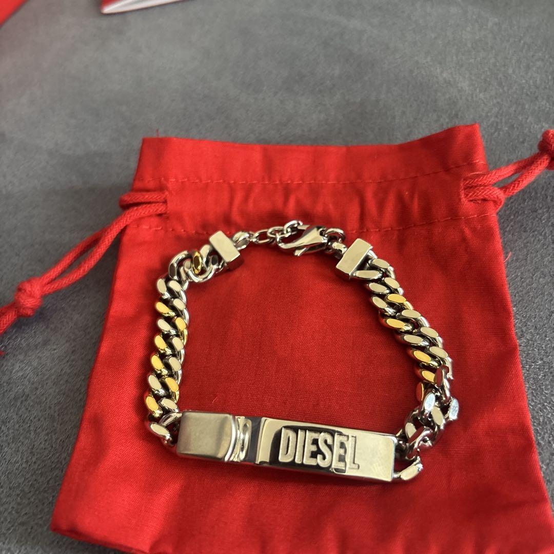 DIESEL ゴールドシルバーチェーンブレスレット