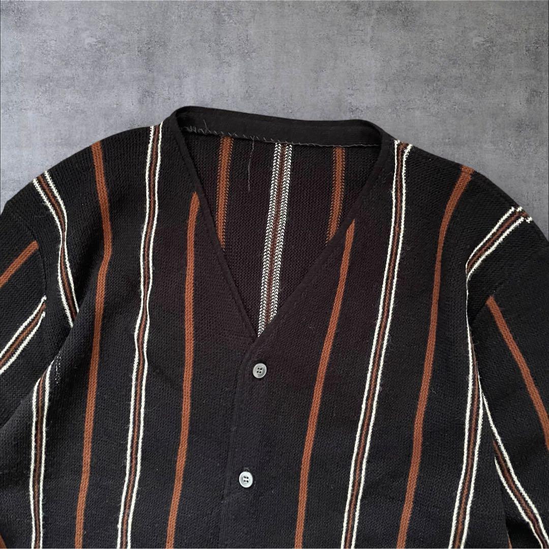 激レア！Unknown 60s ストライプ カーディガン ビンテージ 黒