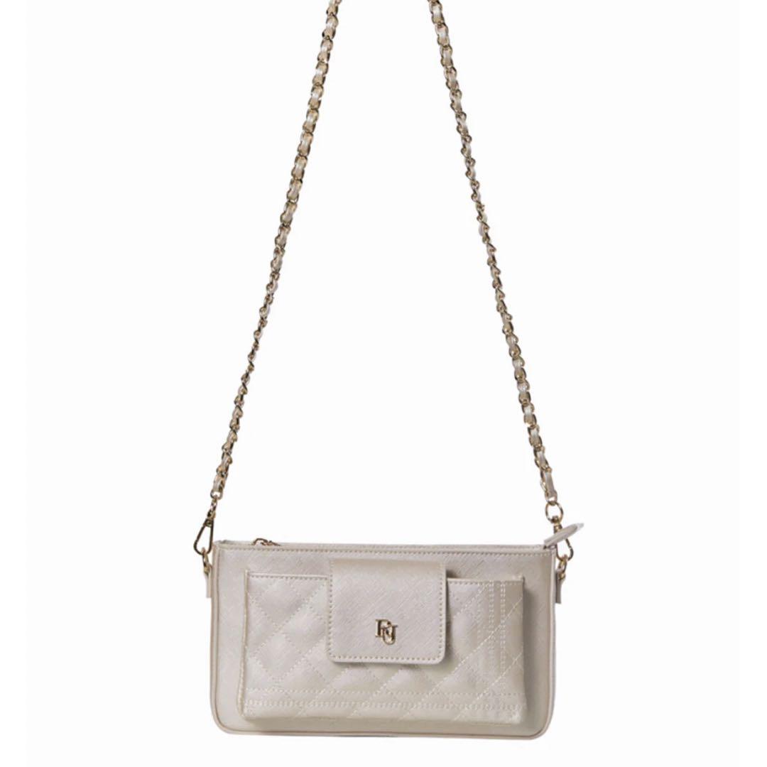 Riu | Enamel quilting phone bag ベージュ