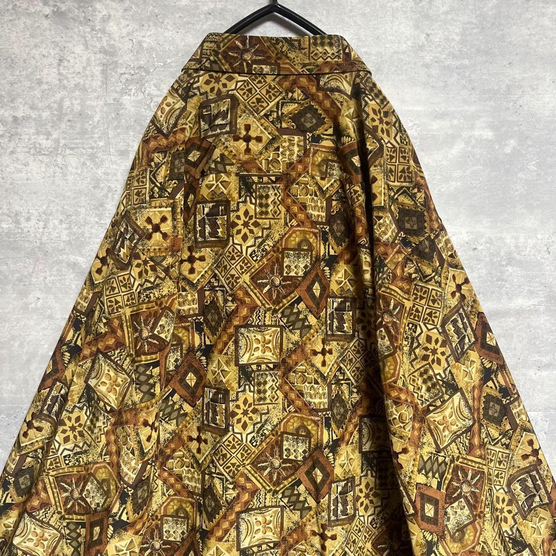No.1701 VINTAGE ヴィンテージ 古着 総柄シャツ ポリシャツ 長袖