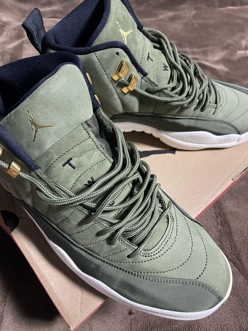 シューズ(男性用) AIR JORDAN 12 RETRO / OLIVE JORDAN BRAND AIR JORDAN 12 RETRO OLIVE CANVAS/METALLIC GOLD