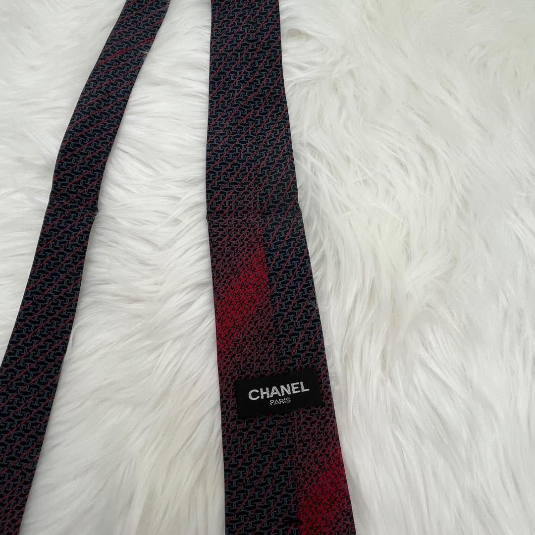 美品✨CHANEL シャネル 高級シルクネクタイ 総柄　ココマーク