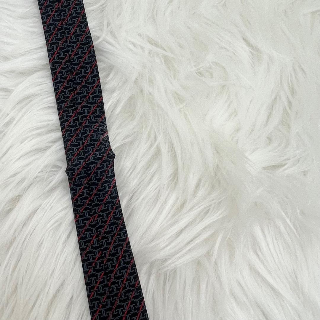 美品✨CHANEL シャネル 高級シルクネクタイ 総柄　ココマーク