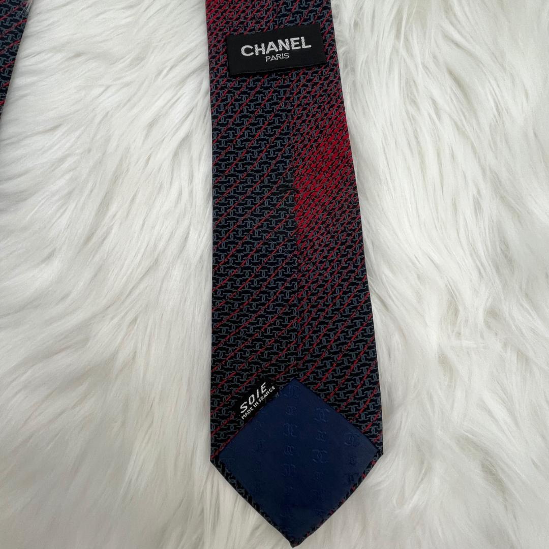 美品✨CHANEL シャネル 高級シルクネクタイ 総柄　ココマーク