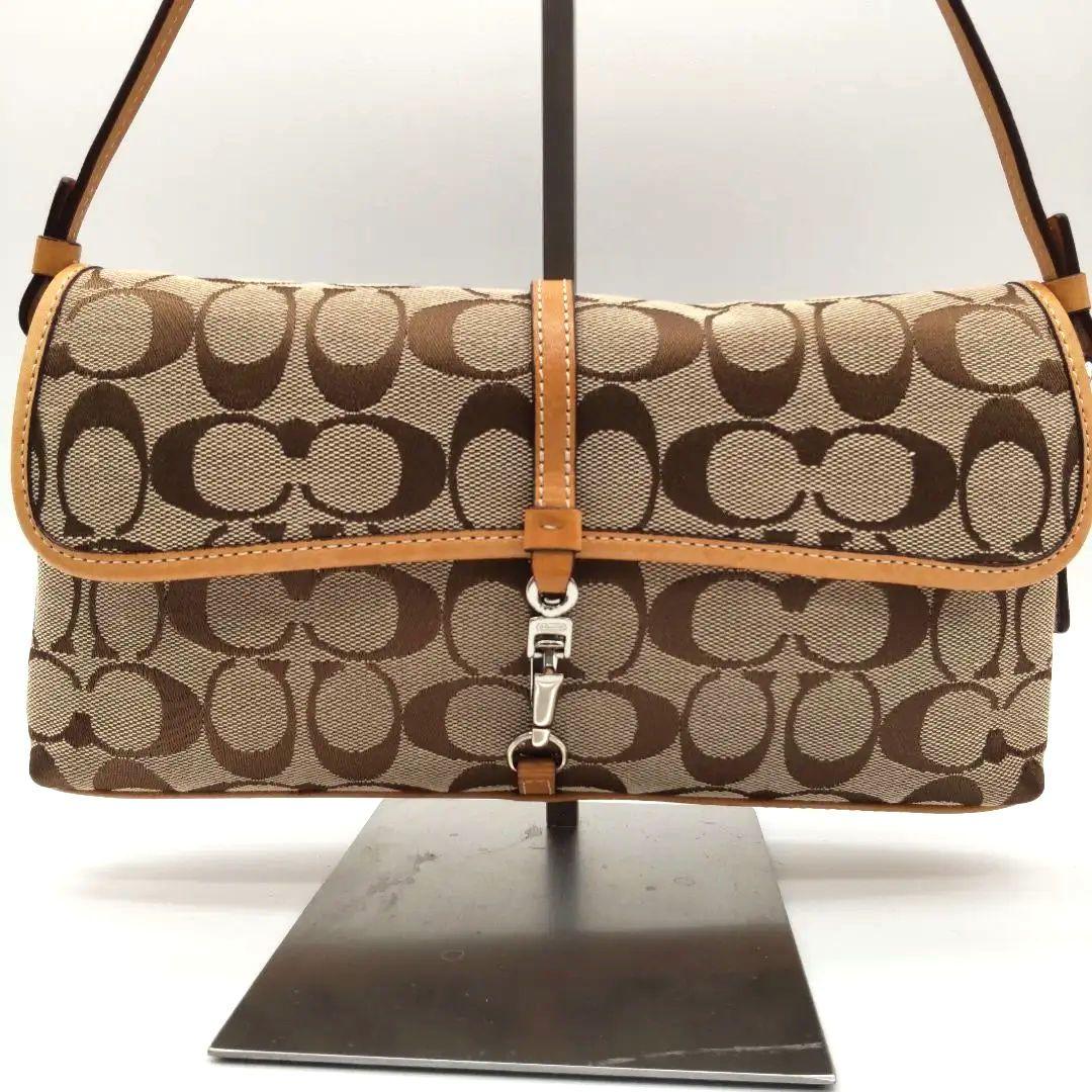 希少　COACH コーチ　アクセサリーポーチ　ハンドバッグ　シグネチャー　白 希少カラー COACH コーチ ワンショルダー バッグ アクセサリー