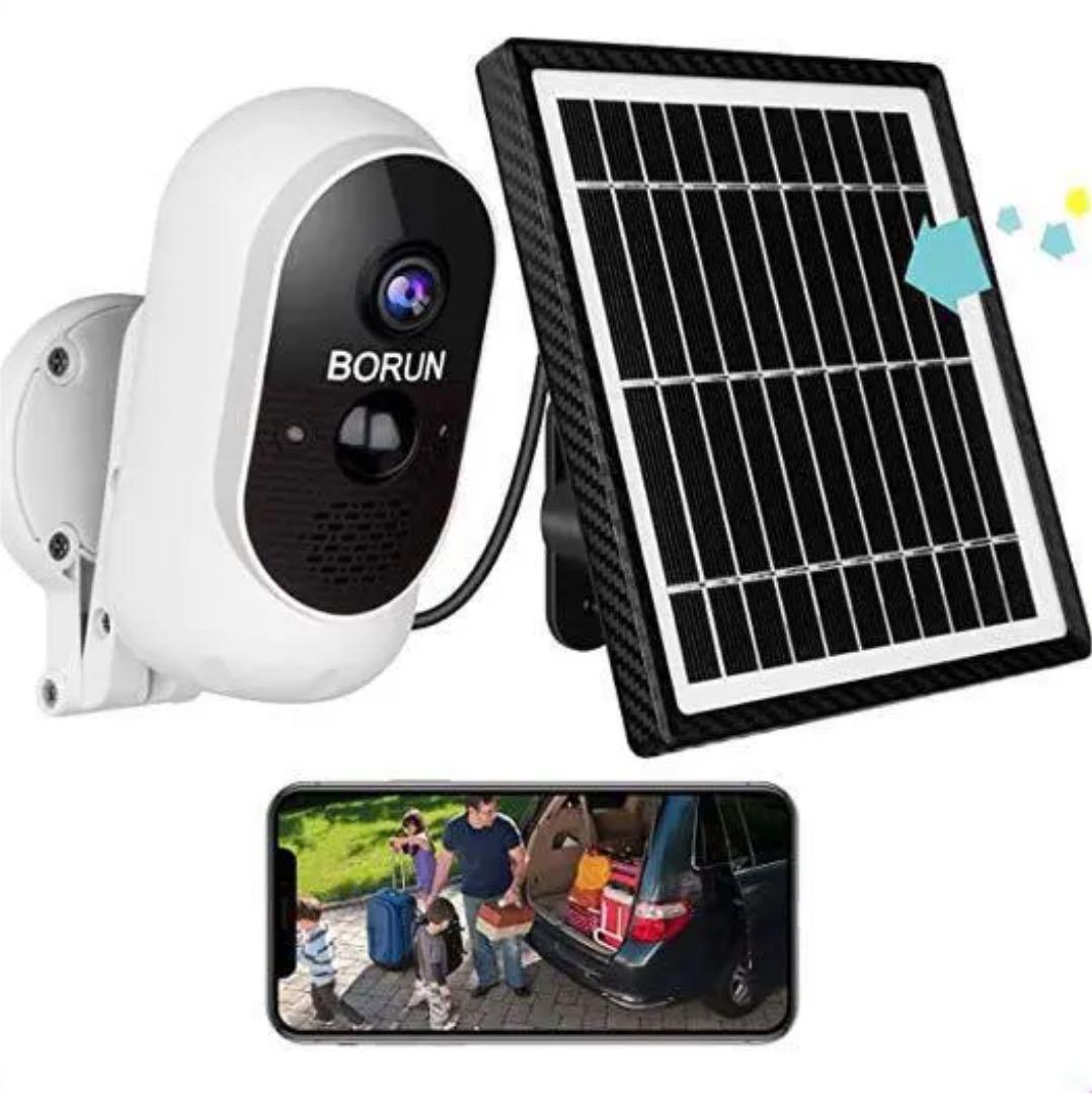 防犯カメラ ワイヤレス屋外WiFi監視カメラ ソーラーパネル付き 1080P