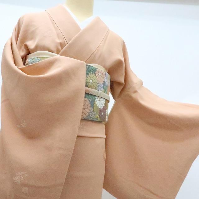 Y2495◇本加賀友禅 柿本市郎落款 手縫い仕立て 正絹 色無地 着物
