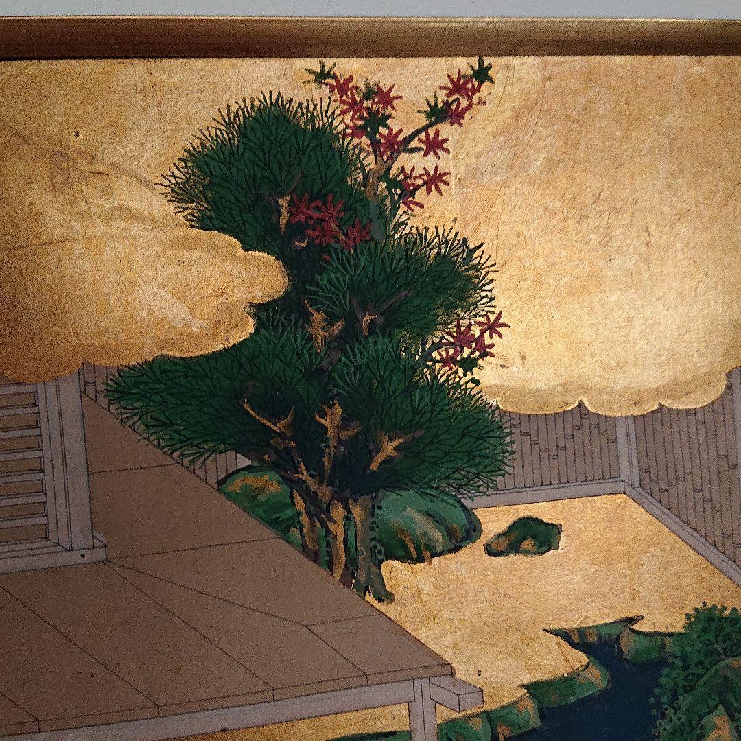源氏色紙絵 肉筆 金箔 土佐派 江戸初期