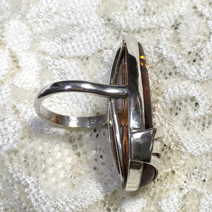 H719】琥珀 バルチックアンバー silver リング 指輪 ポーランド