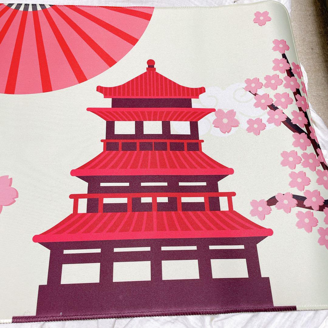 マウスパッド 超大型 防水 ゲーミング 90×40cm 桜 城 マウスパッド 超大型 防水 ゲーミング 90*40cm 和風 桜 扇子