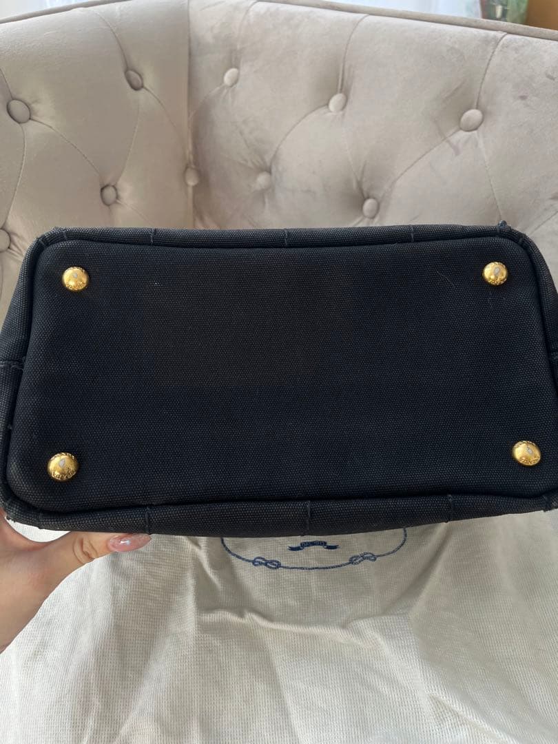 PRADA プラダカナパs トートバッグ ブラック ネイビー　限定価格 PRADA プラダカナパs トートバッグ ブラック ネイビー 限定価格